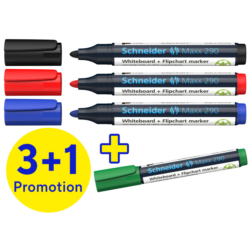 Whiteboard Marker, Marker Set, Maxx 290, Doppelseitig, 3+1 Aktion
