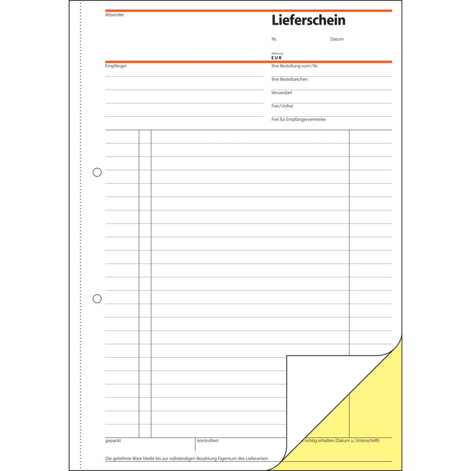 Lieferschein, Dokument, Formular, Kartonpapier, Druckvorlage