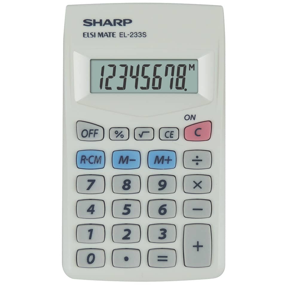 Taschenrechner, Schreibmaschinenlook, Display, Tastatur, Schwarzweiß-Design