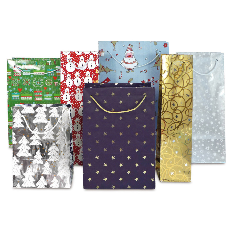 Geschenkverpackung, Geschenktüten, Weihnachtlich, Stofftaschen, Muster Sterne