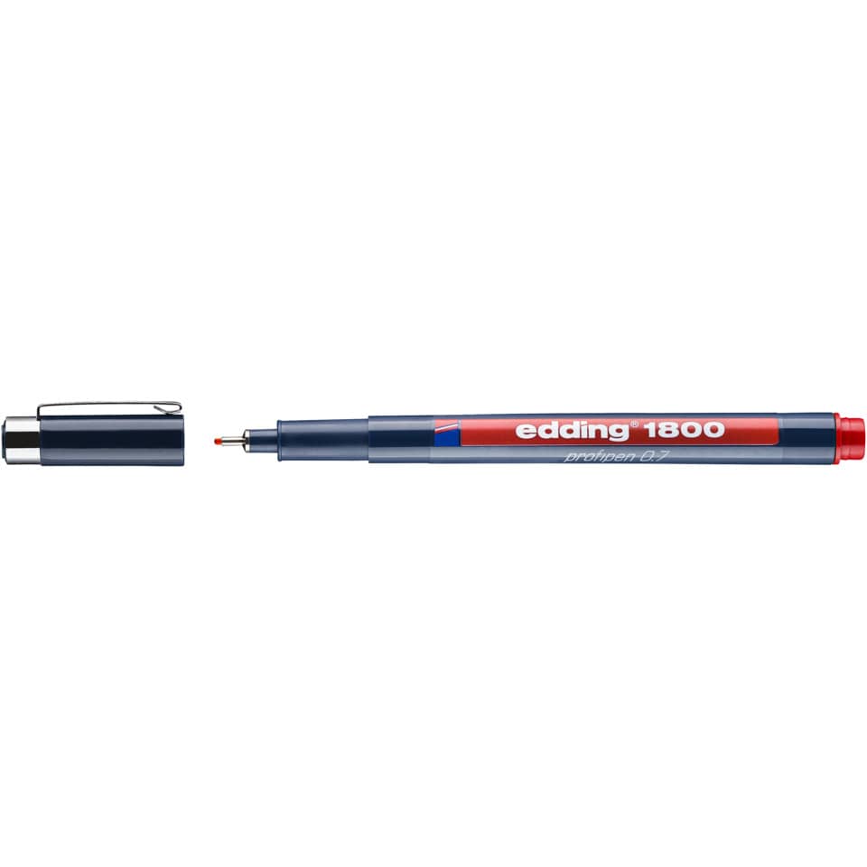 Korrekturmarker, Korrekturstift, Fineliner, Roter Streifen, Kappe abnehmbar