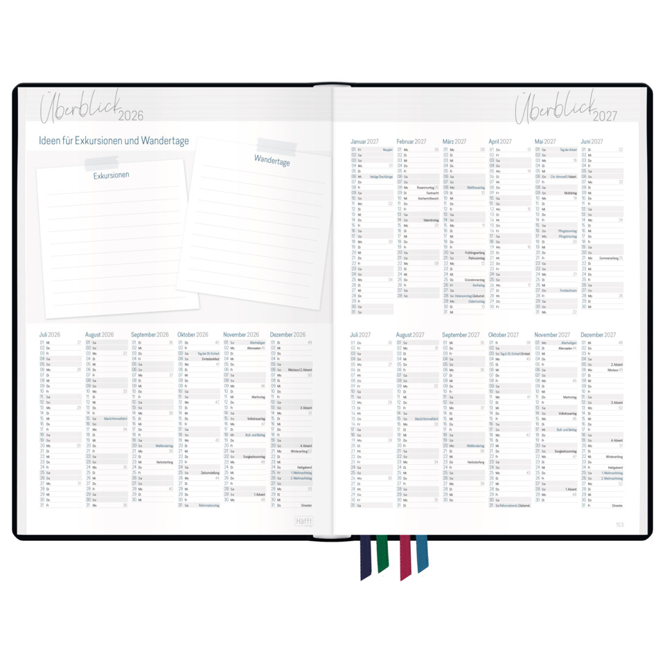 Planer Kalender, Jahreskalender, Broschur, Liniert, Tabs
