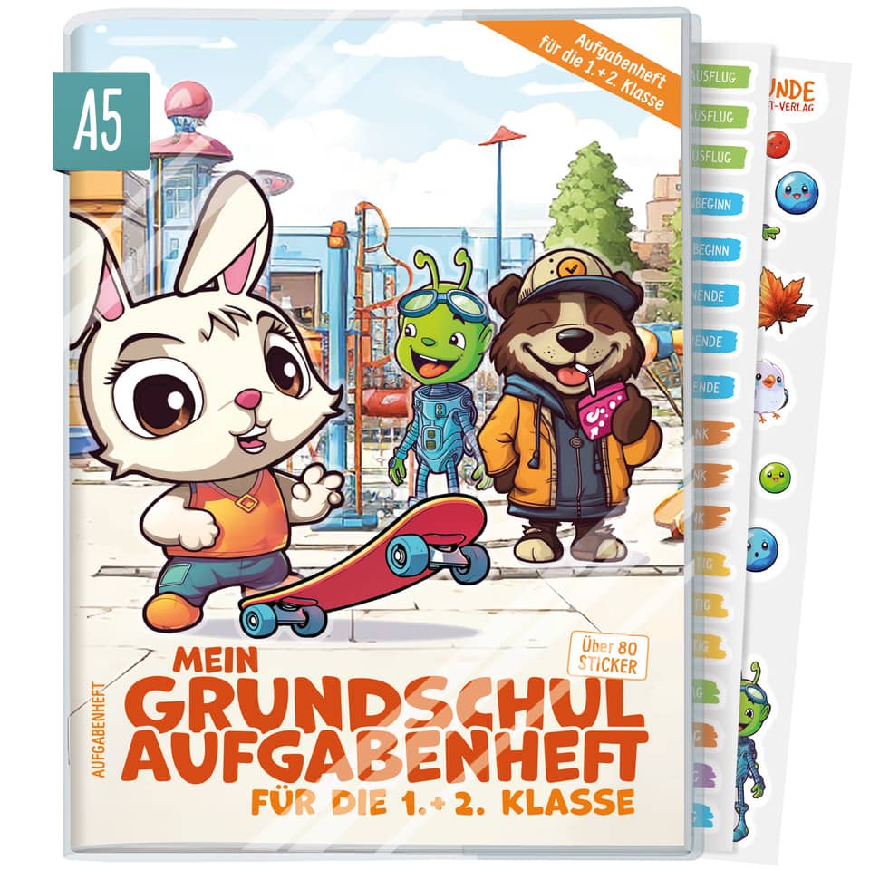 Schulheft, Aufgabenheft, Grundschule, Hefte, Stickers