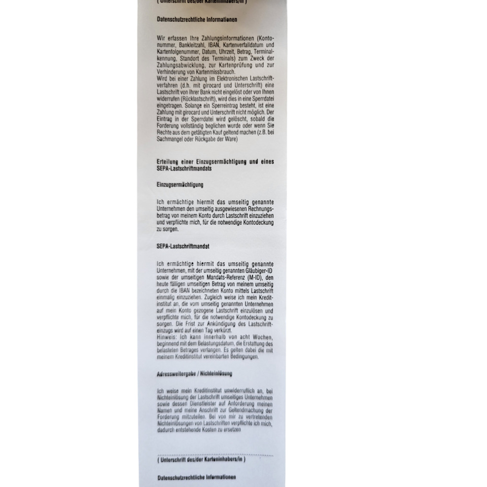 Dokument, Vertragsformular, SEPA-Lastschrift, Einzugsermächtigung, Drucktext