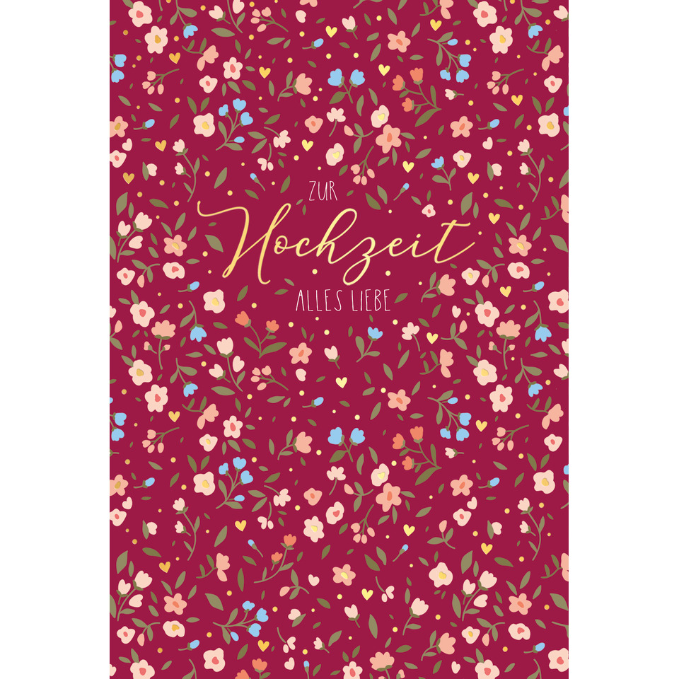 Karte, Hochzeitseinladung, Blumenmuster, weinrot, Textkarte