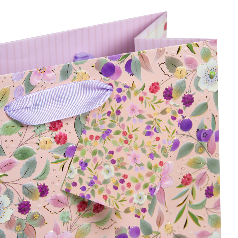 Geschenktasche, Blumenmuster, Pastellfarben, Geschenkverpackung, Schleife
