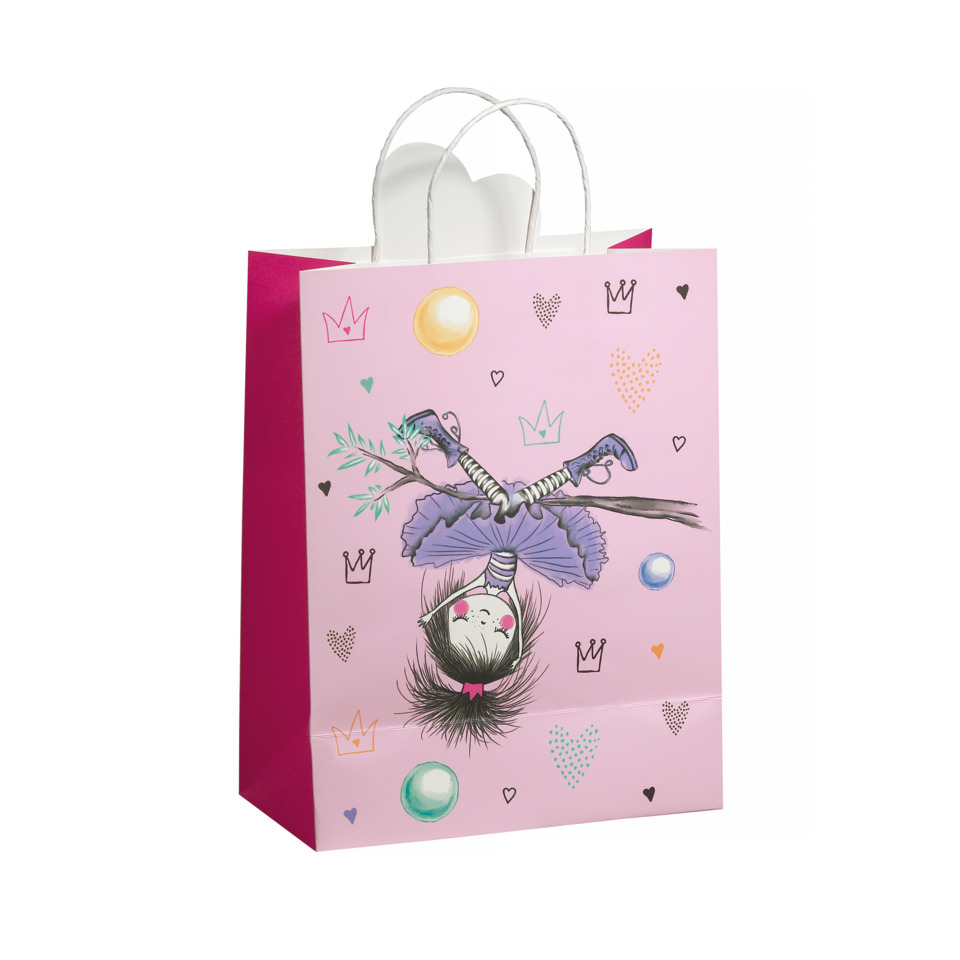 Geschenkverpackung, Geschenktüte, Mädchenmotiv, Rosa, Bunte Muster