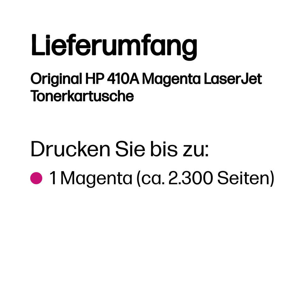 Tonerpatrone, Magenta, HP 410A, LaserJet, Original