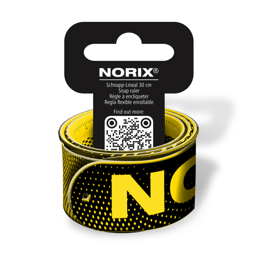 Taschenmaßband, Schnappmaßstab, 30 cm, gelb-schwarz, Norix-Label