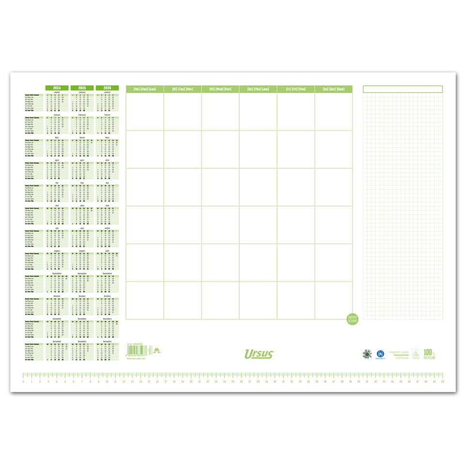 kalender, Wandkalender, Raster, Ursus, grünes Design