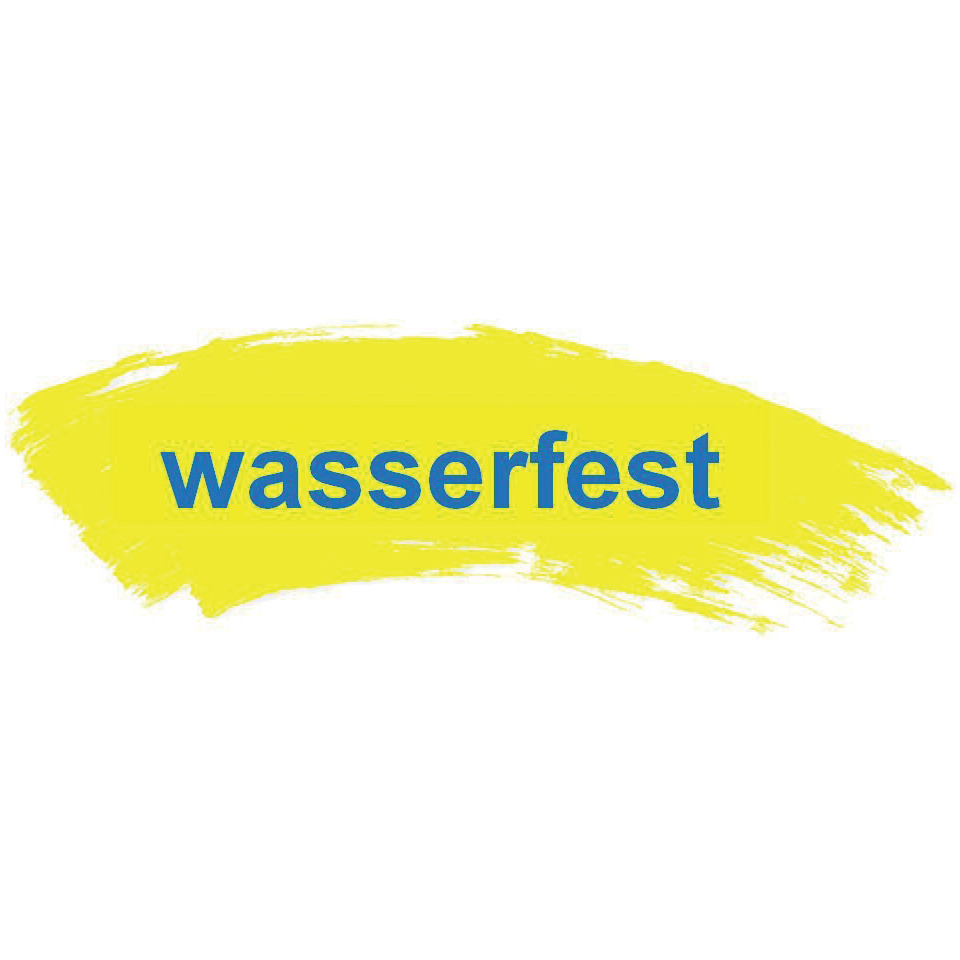 wasserfest, gelb, schlagmarke, bunt, kunstlogo