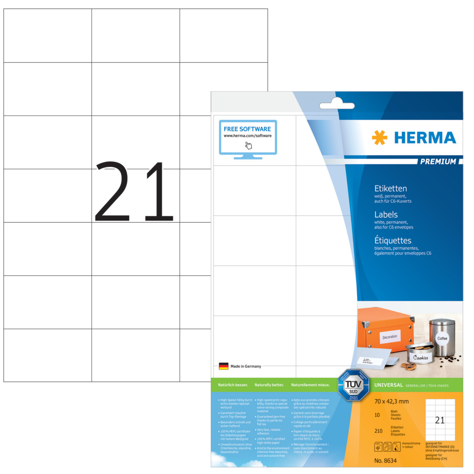 Etiketten, Labels, rechteckige Blätter, Gitter, 21