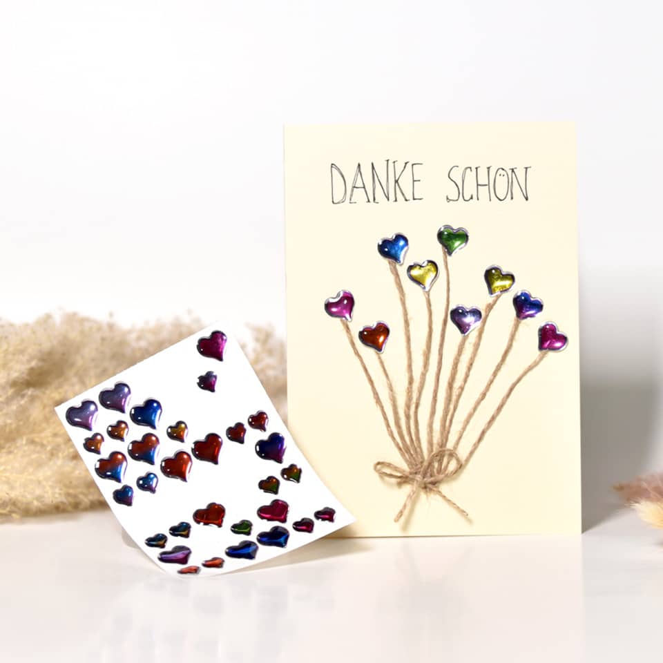 Herzaufkleber, Herz-Design, Kartenmotiv, Papierkarte, Grußkarte