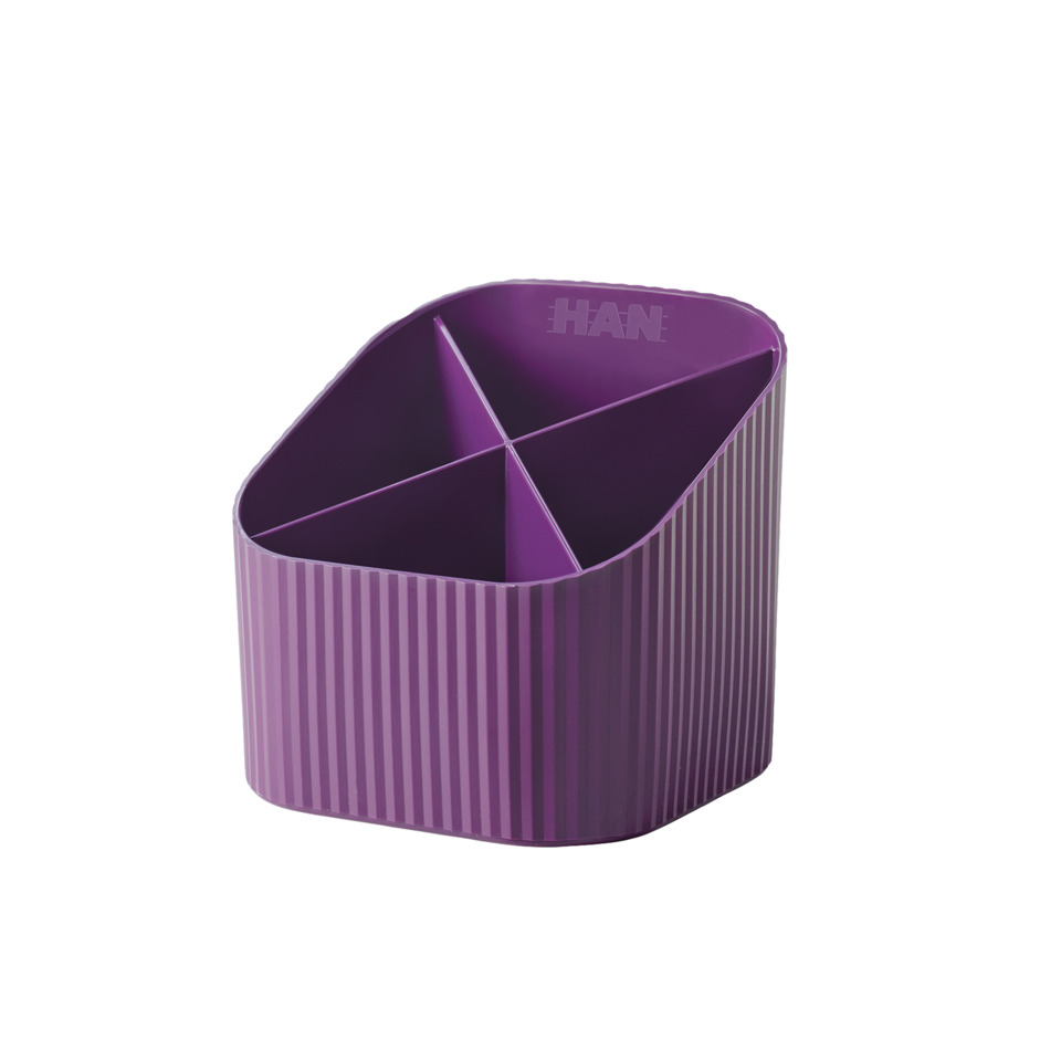 Schreibtischorganizer, Stifthalter, Metall, Lavendel, Rund-Quadrat