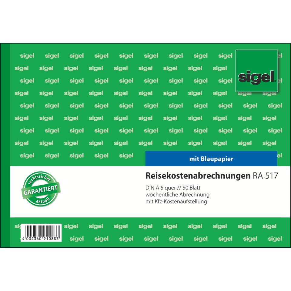 Reisekostenabrechnung, DIN A5, 50 Blatt, mit Blaupapier, Kostenaufstellung