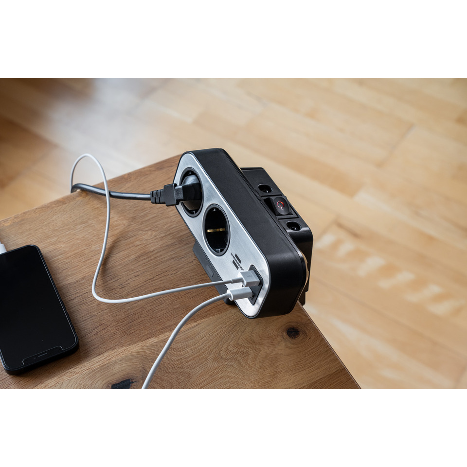Stromverteiler, Mehrfachsteckdose, USB-Anschlüsse, Stromkabel, Steckdosenleiste