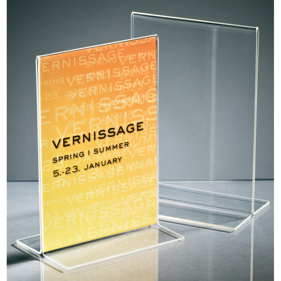 Vitrine, Plakat, Kunstglas, Ausstellungsdisplay, Transparente Halterung