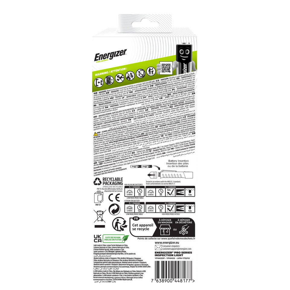 Kopfbatterie, Energizer, Pro Series, LED-Taschenlampe, Batterieeinsatz