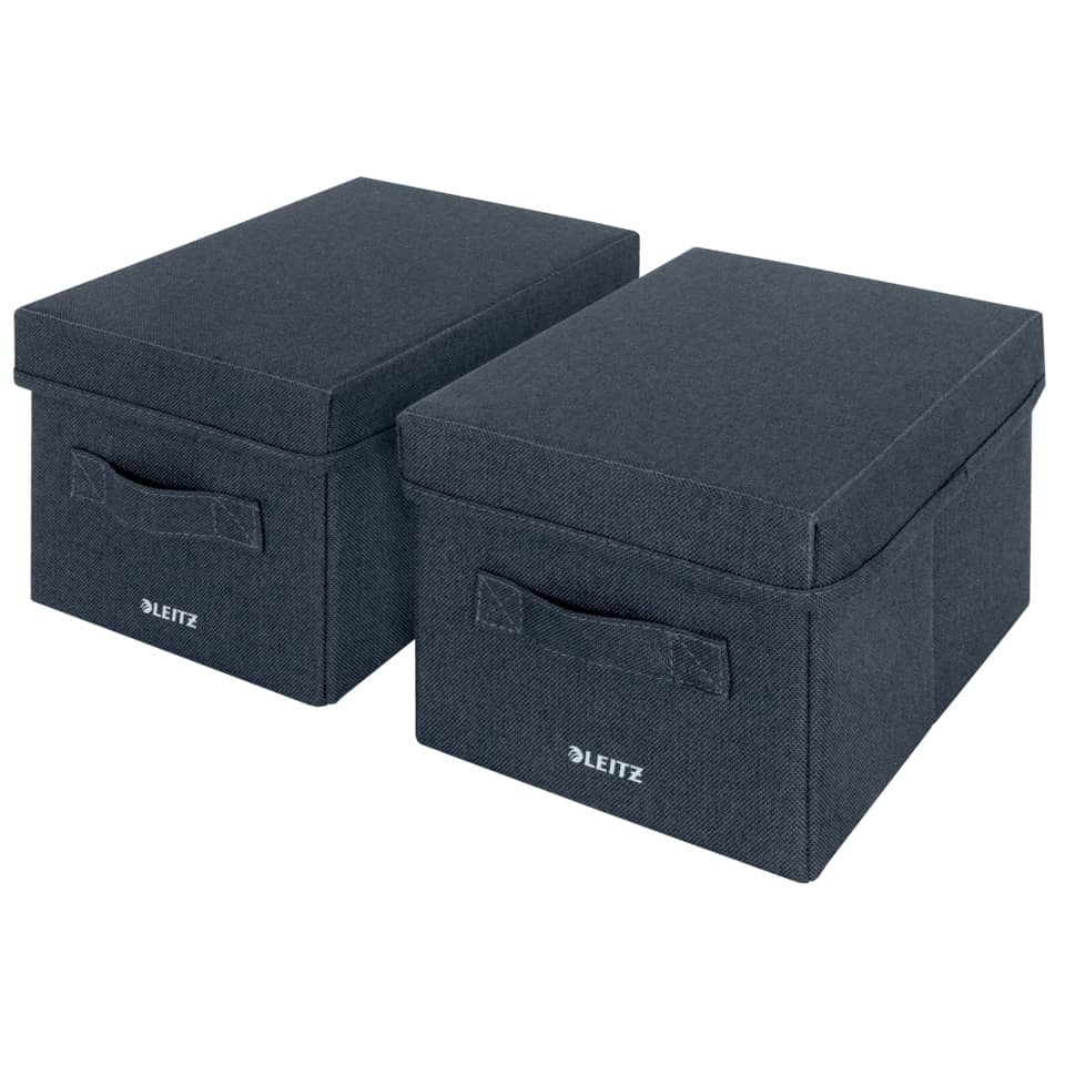 Uhrenboxen, Aufbewahrung, Kunststoff/Textil, Zwei Boxen, dunkelblau