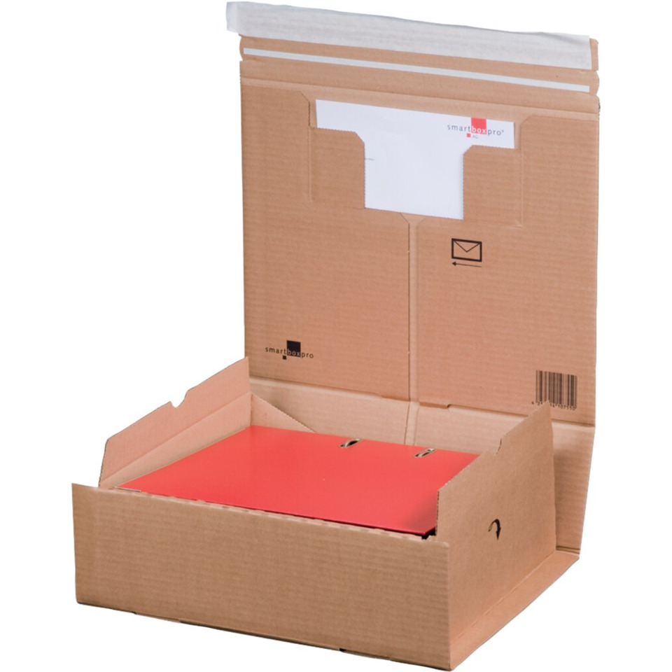 Kartonbox, Versandverpackung, Briefumschlag, Rot-orange Deckel, Schachtelverpackung