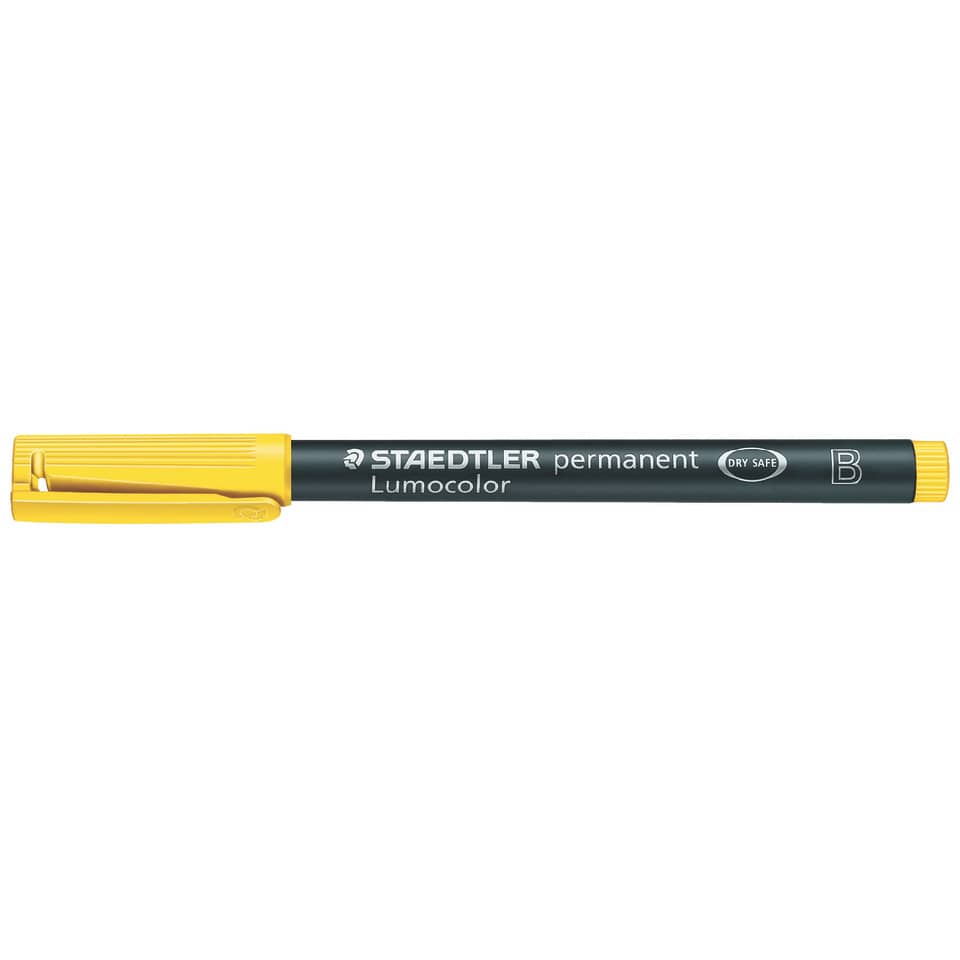 Permanentmarker, Lumocolor, gelber Deckel, zweifarbig, trockene sicher