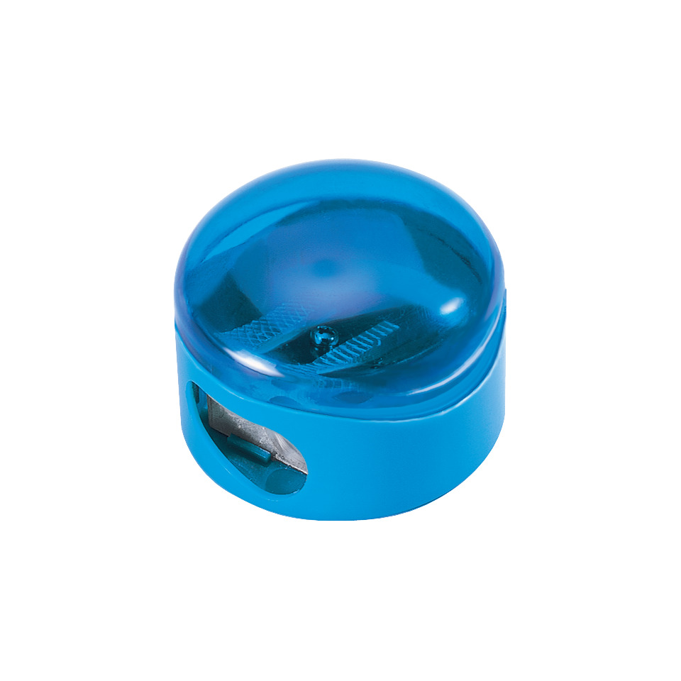 Stiftspitzer, Spitzer, Nachfüllbarer Spitzer, Kunststoffspitzer, Blau, blauer Spitzer, Schraubendeckel, Kunststoff, Schreibwarenzubehör, Punktstempel-Activator