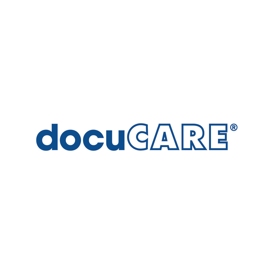 logo, docuCARE, blau, marke, kreis