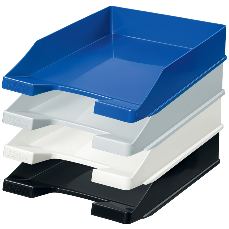 pc-tray, Tray, Aufbewahrungsschale, stapelbare-schale, blau-weiss-schwarz
