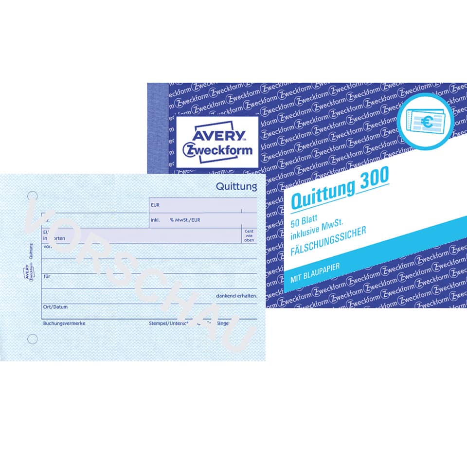 Quittung, Avery, Blaudruck, Papierform, Quittungsbogen