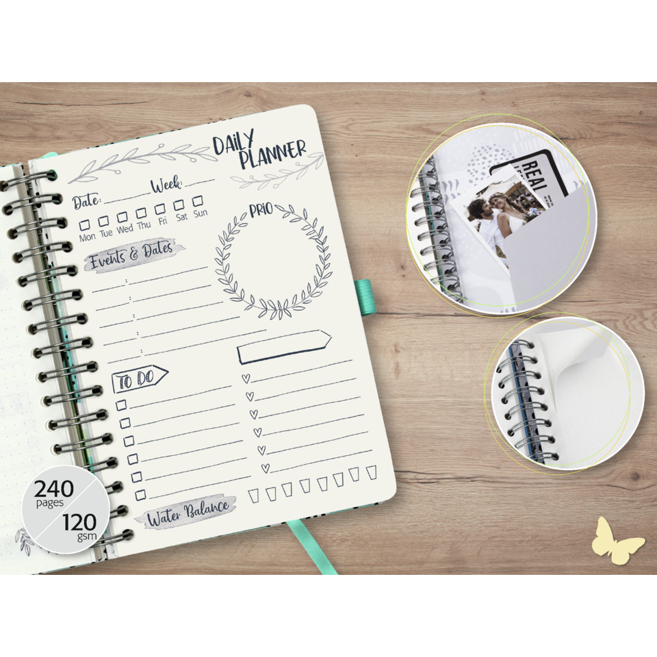 Notizbuch, Planer, Spiralbindung, Leinenlayout, Tagebuchpapier