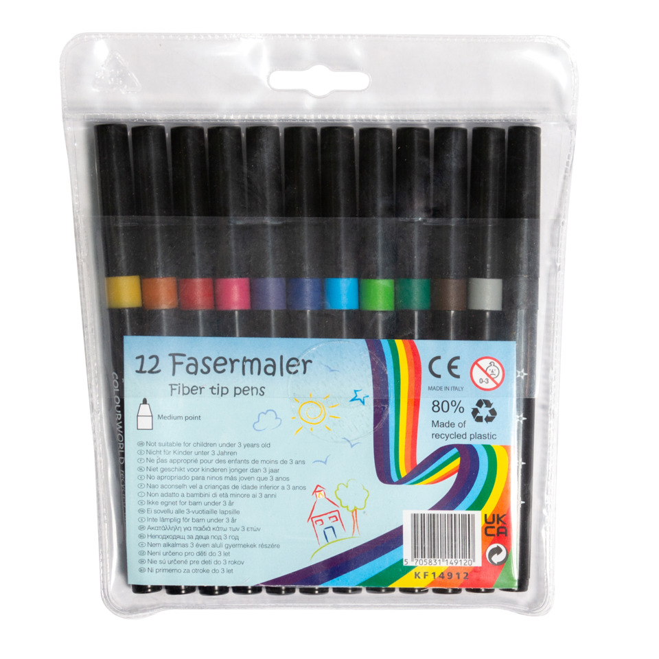 Fiberstifte, buntstifte, 12 Stück, Kunstbedarf, Kunststoff-Schachtel