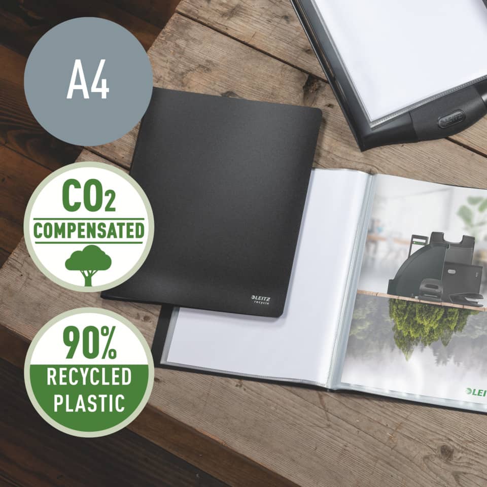 Notizbuch, Schwarz, A4, Recyceltes Plastik, CO2 neutral