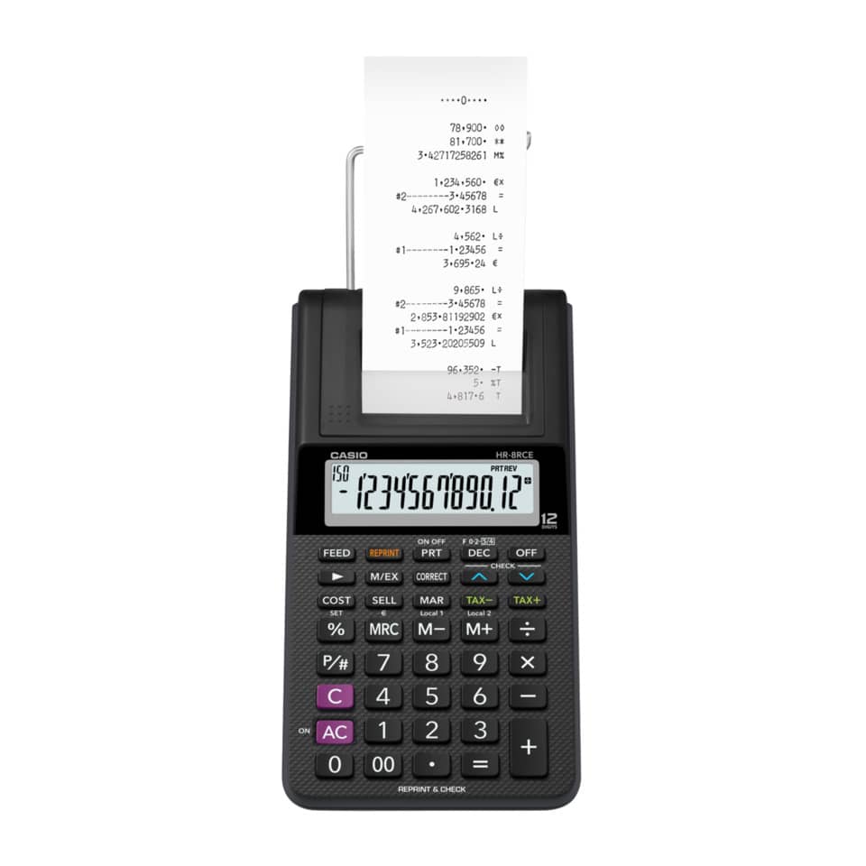 Taschenrechner, Finanzrechner, Druckerpapier, LCD-Anzeige, Casio