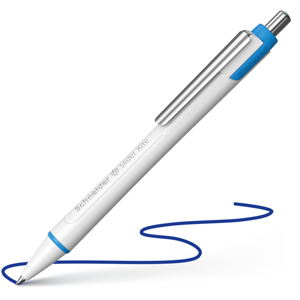 Stift, Kugelschreiber, Metall, Blauer Akzent, Schlank