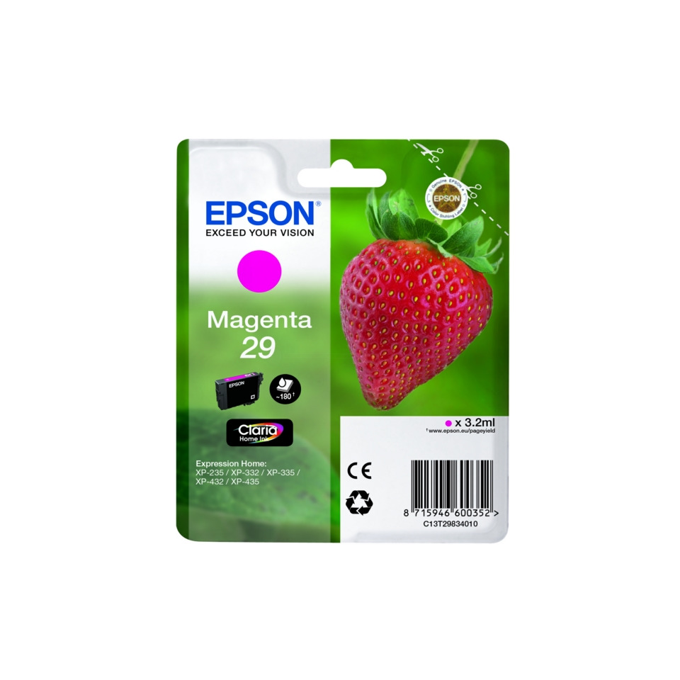 Epson Magenta Tintenpatrone, Magenta 29, Tintenpatrone, Aufkleber, Erdbeerbild
