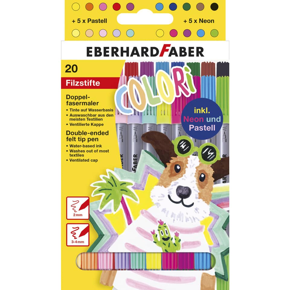 Filzstifte, Filzstifte, Kunstfarben, Pastellfarben, Doppelspitze