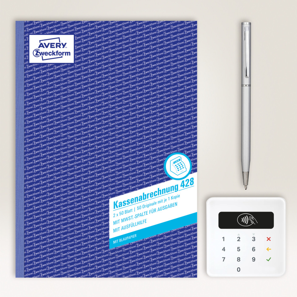 Notizbuch, Kassenabrechnung, Blaues Muster, Spiralbuch, Blattmodule