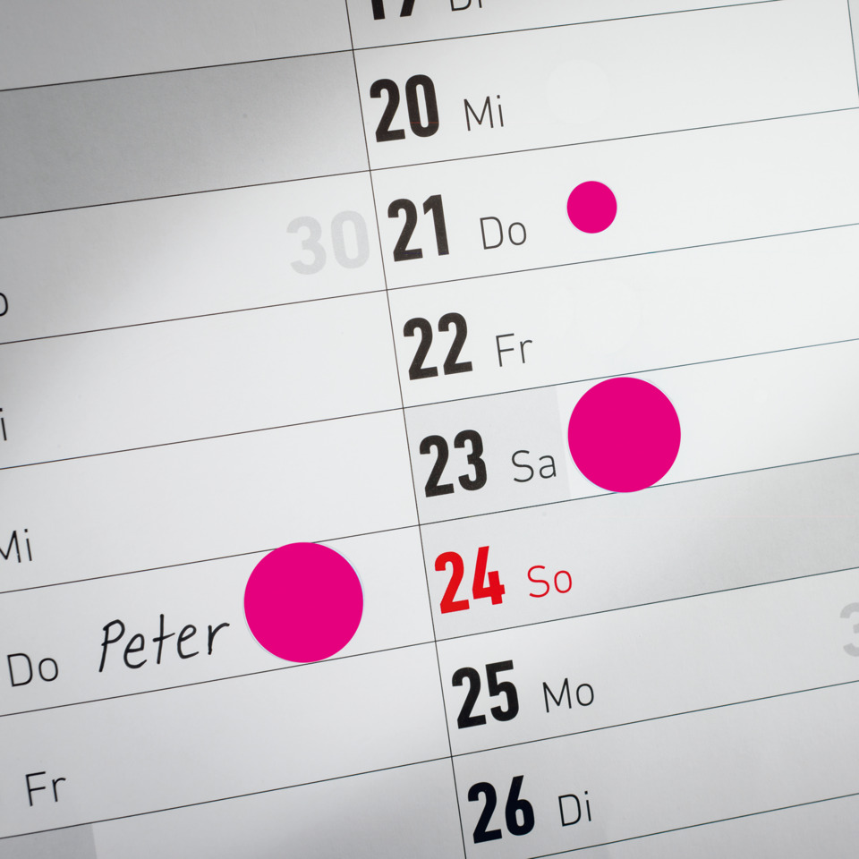 Kalender, Daten, pinke Punkte, Monat, Planung