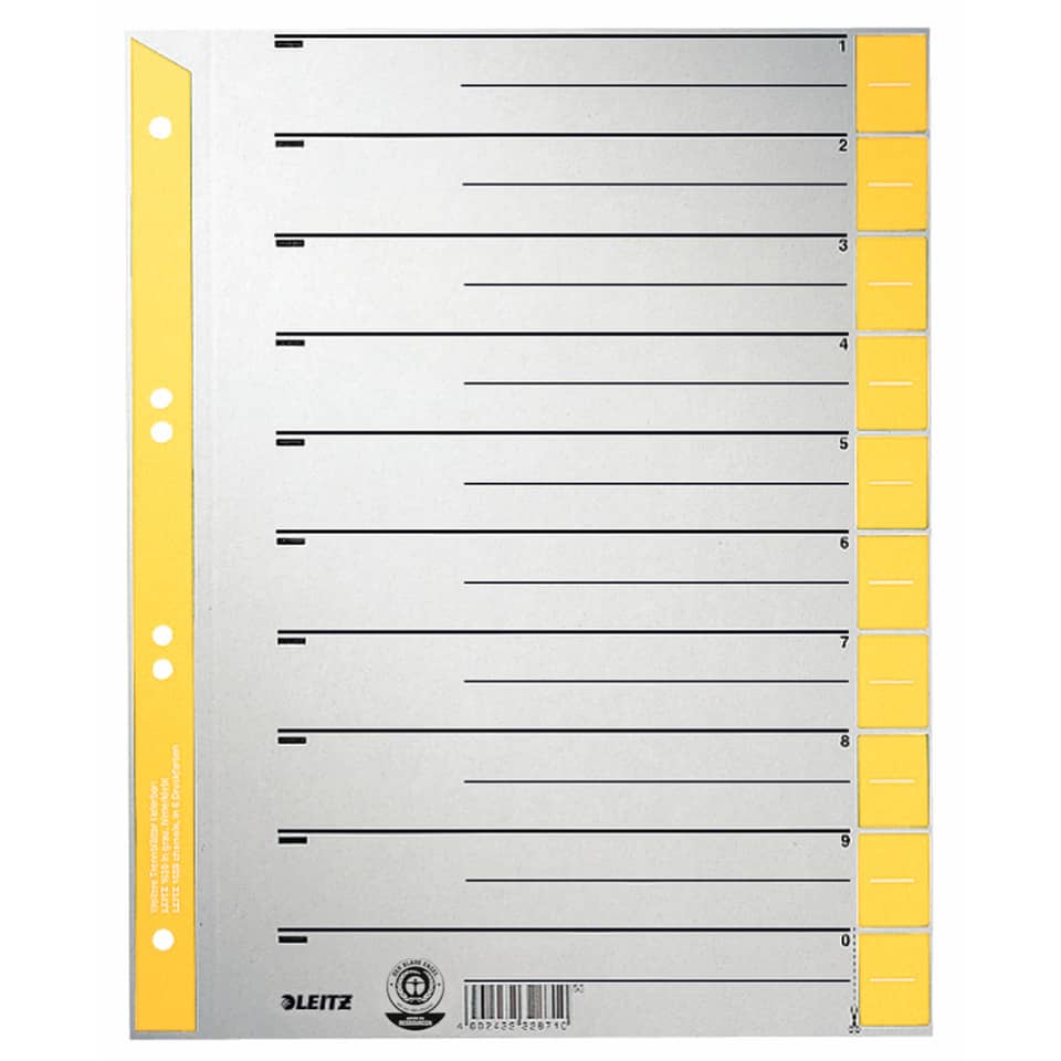 Ringordner, Trennlaschen, Gelber Trennblatt, Indexregister, Blattregister