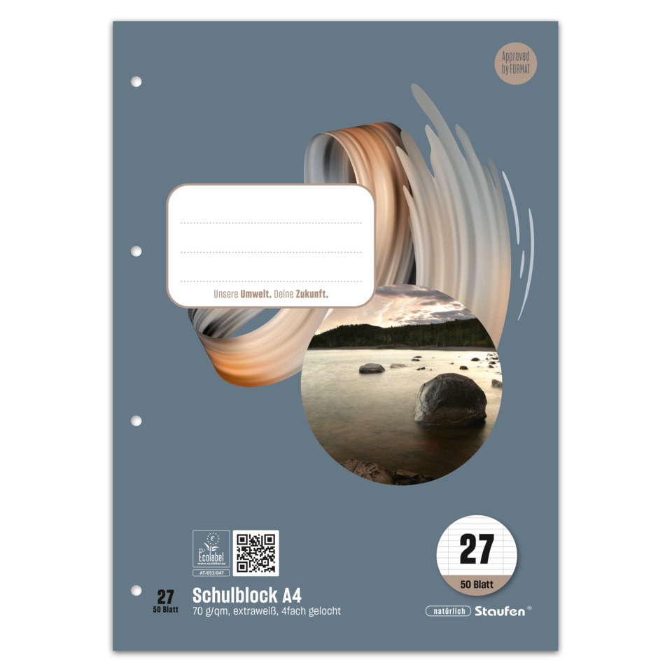 Schulblock, A4, 50 Blatt, dicke Papier, glänzende Oberfläche