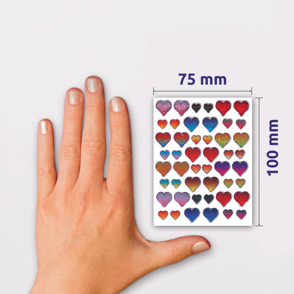 stickers, herzen, bunt, messung, nagelkunst