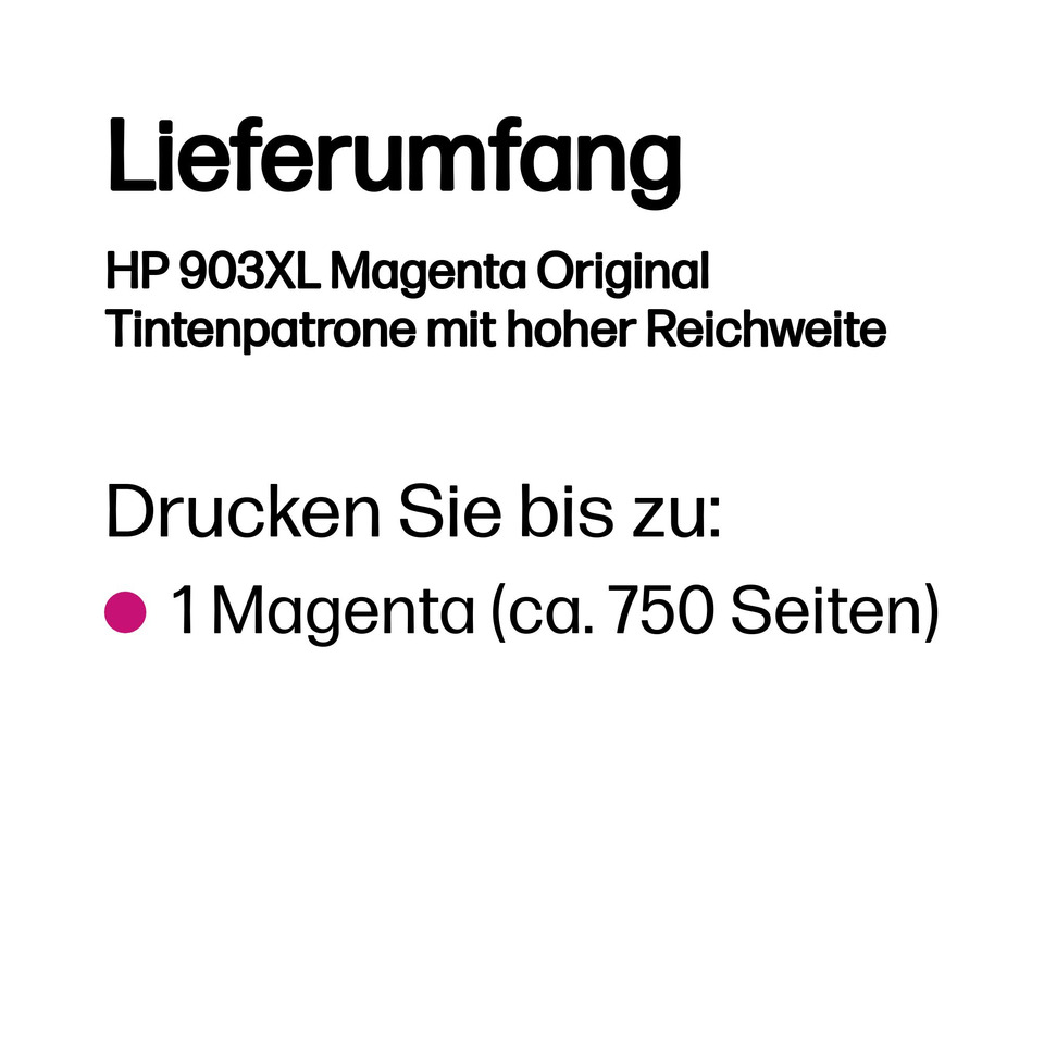 Magenta, Tinte, Patrone, HP 903XL, Druckerzubehör