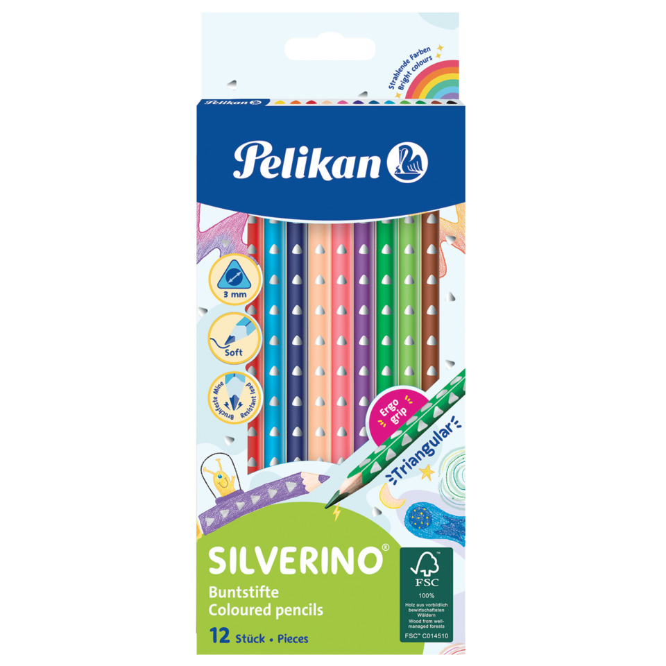colored pencils, triangular tips, 12 pieces, soft lead, FSC