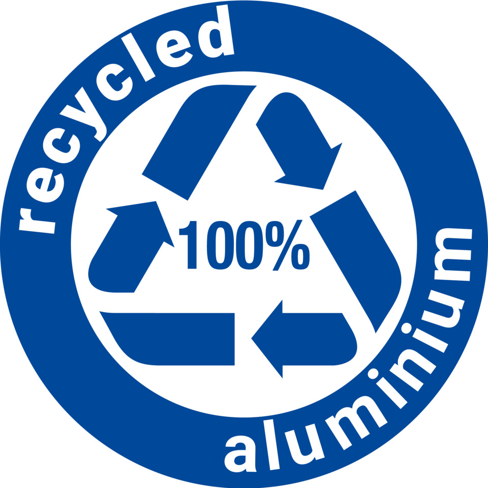 recycled, aluminium, logo, 100%, recycling