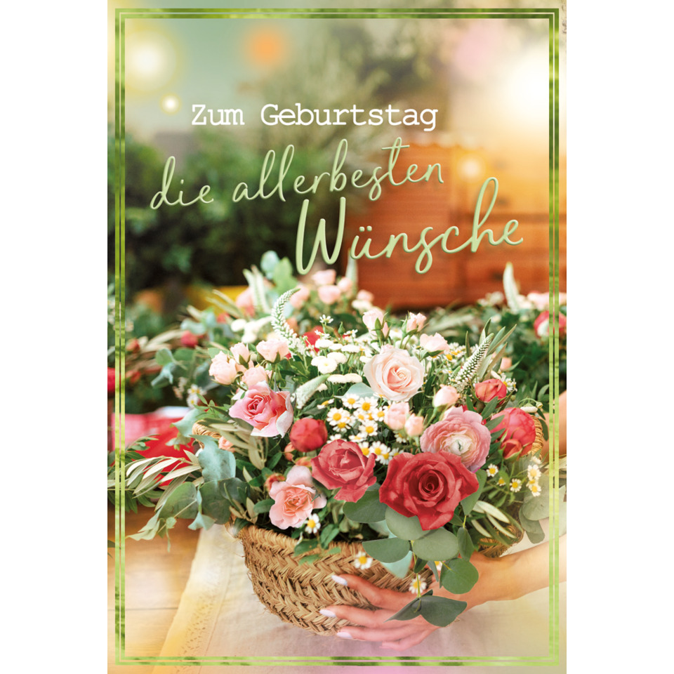 blumenstrauß, korb, rosen, hochzeit, grußkarte