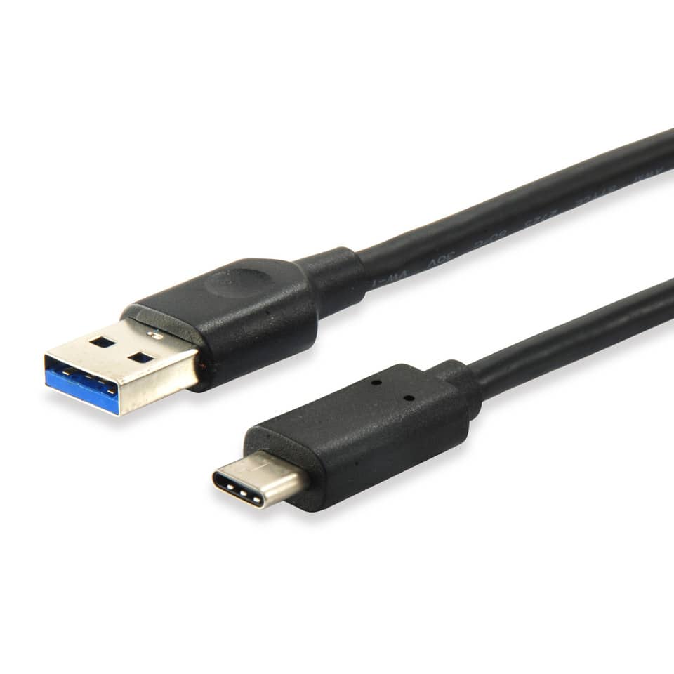 USB-A-Kabel, USB 3.0, USB-C-Adapter, Metallanschluss, schwarzes Kabel