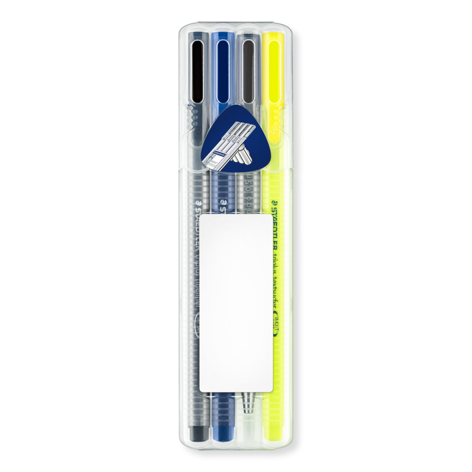 Stifte-Set, Hinweisebleistift, Kugelschreiber, Marker, Notizblock