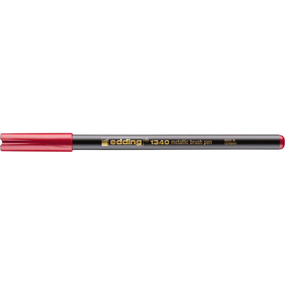 metallischer Pinselstift, roter Kappenstift, schwarzer Körper, doppel rote Kappe, Stift zum Schreiben