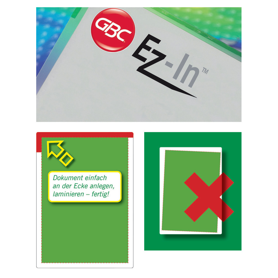 E-Z-In, Dokument, Karton, Laminate, Anleitung