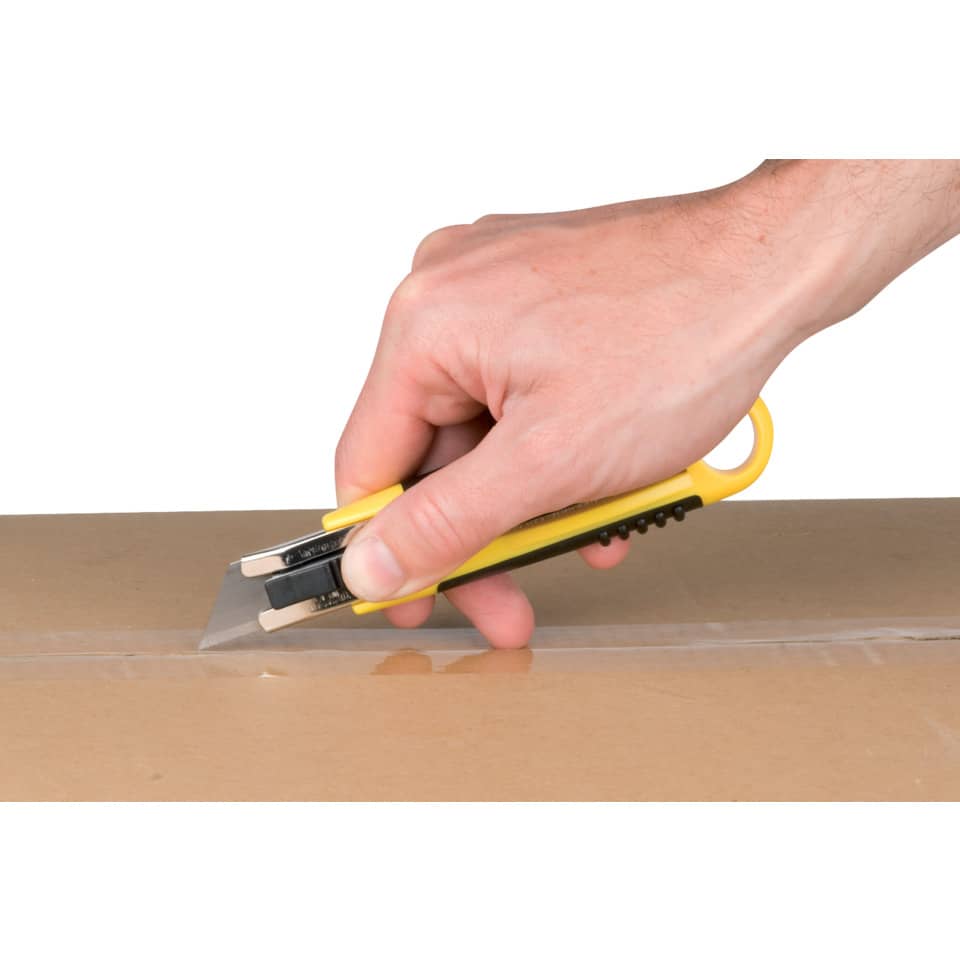 utility knife, box cutter, yellow handle, blade, cutting tool